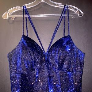 Fiesta fashion medium size sparkly deep blue long prom dress
